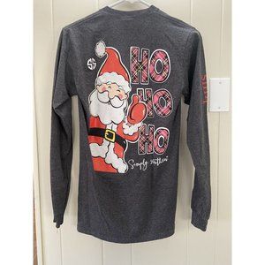 Simply Southern Shirt Women's Small Long Sleeve Grey Ho Ho Ho Santa Christmas